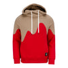 KÀ Shawl Neck Pullover Hoodie In Tan/Red - Front View
