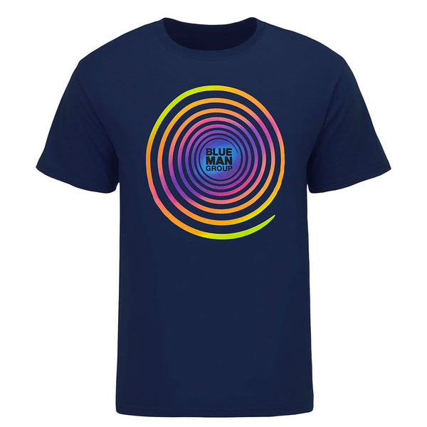 Blue Man Group Dark Blue Spiral Gradient T-Shirt - Front View