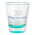 Cirque du Soleil "30 Years in Las Vegas" Anniversary Shot Glass in Clear and Teal - Side View
