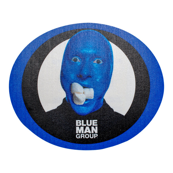 Blue Man Group Marshmallow Man Sticker in Black and Blue - Front View