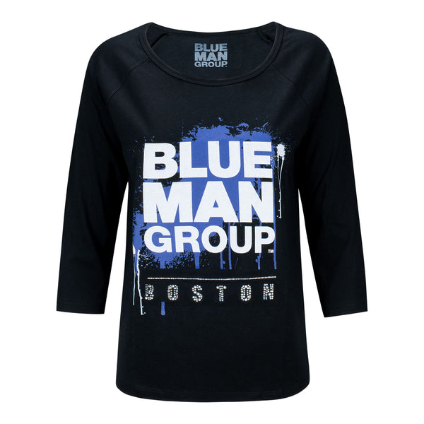 Blue Man Group Ladies City Tee Boston in Black - Front View