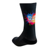 Blue Man Group Splatter Logo Socks in Black - Left Foot Back View