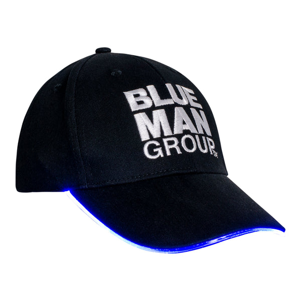 Blue Man Group Adult Light Up Hat in Black and White - Right Side View, Lit Up