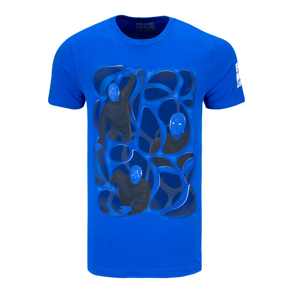 Blue Man Group Coming Through the Web T-Shirt in Blue - Front View