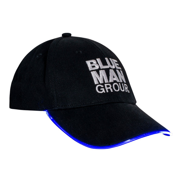 Blue Man Group Youth Light Up Hat in Black and White - Right Side View, Lit Up