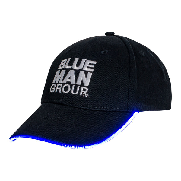 Blue Man Group Youth Light Up Hat in Black and White - Left Side View, Lit Up