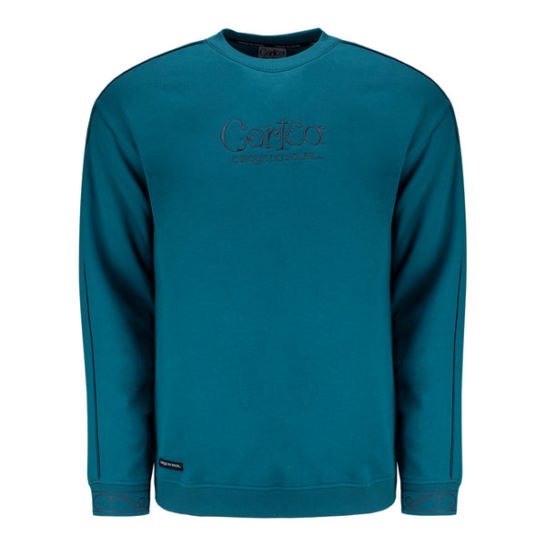 Corteo Embroidered Crewneck Sweatshirt in Deep Teal - Front View
