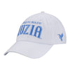 Luzia Hummingbird Hat in White and Blue - Left Side View