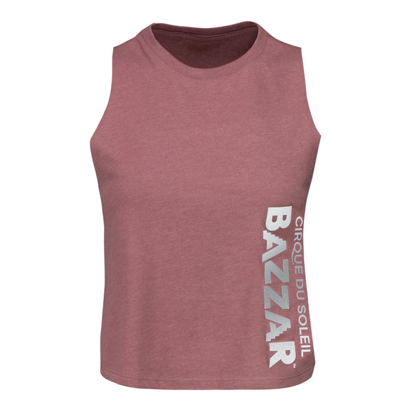 BAZZAR Marquee Foil Ladies Tank Top in Pink - Front View