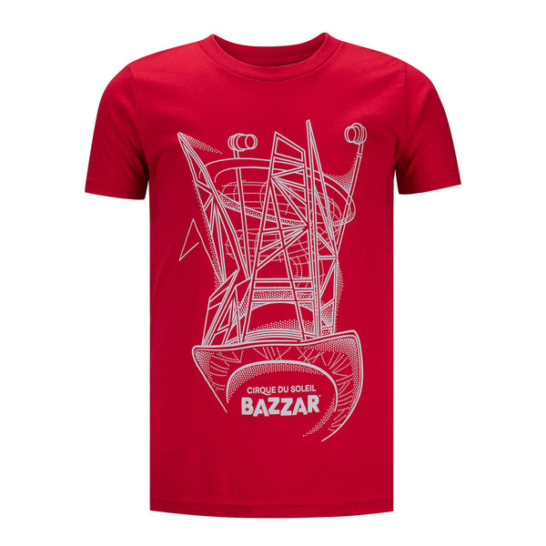 BAZZAR Maestro's Hat Youth T-Shirt in Red - Front View