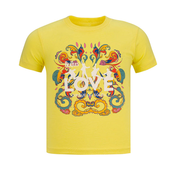 The Beatles LOVE Marquee Logo Retro Pattern Toddler T-Shirt in Yellow - Front View
