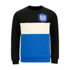 Blue Man Group Color Block Crewneck Sweatshirt in Black, Blue and White - Front View