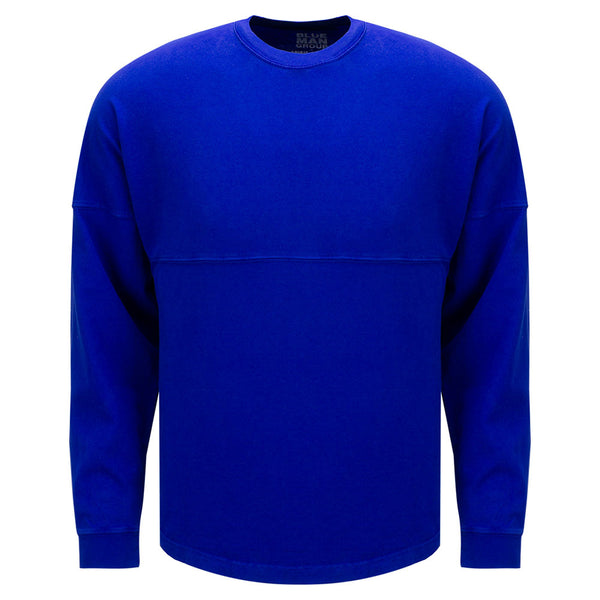 Blue Man Group Logo Spirit Jersey in Royal Blue and White - Front View
