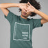ECHO Cube HERE. NOW. US. T-Shirt in Green - Front View, Model