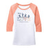 The Beatles LOVE Ladies Marquee Logo Raglan Shirt in White and Peach - Front View