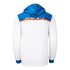 LUZIA Full Zip Hooded Sweatshirt in White and Blue - Back View