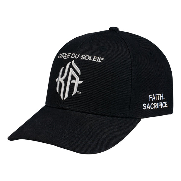 KÀ Marquee Logo Black Embroidered Hat in Black and White - Left Side View