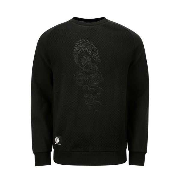 KÀ Adult Embroidered Dragon Sweater in Black - Front View
