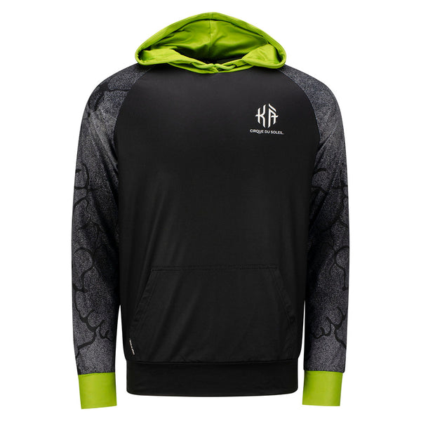 KÀ Adult Contrast Hooded Pullover Sweatshirt in Black and Green - Front View