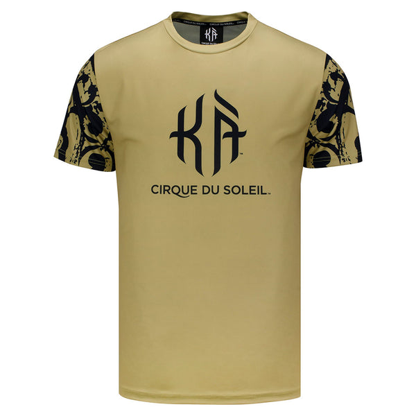 KÀ Adult Gold Sublimated Marquee Logo and Art T-Shirt in Gold - Front View
