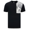 KÀ Adult Sublimated Panel Pocket Black T-Shirt - Front View, Pocket Unzipped