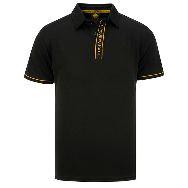 Cirque du Soleil Taped Placket Polo in Black - Front View