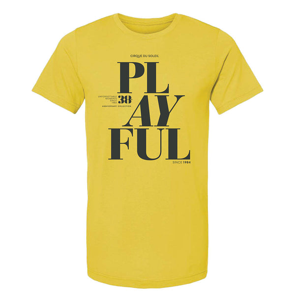 38th Anniversary Playful T-shirt in Yellow - Front View