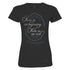 “O” Ladies Silver Glitter Phrase T-Shirt in Black - Front View