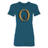 “O” Ladies Gold Glitter Teal T-Shirt - Front View
