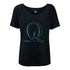 "O" Ladies Rhinestone T-Shirt in Black with Blue Rhinestones - Front View