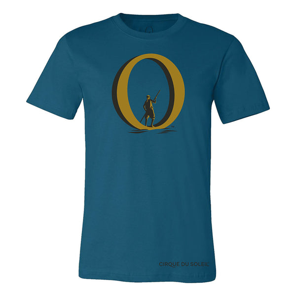 “O” Gold Logo T-Shirt in Deep Teal - Front View