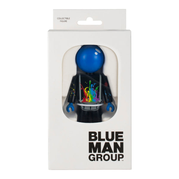 Blue Man Group Blue Guy With Paint Figurine in Black and Blue - In White Box View