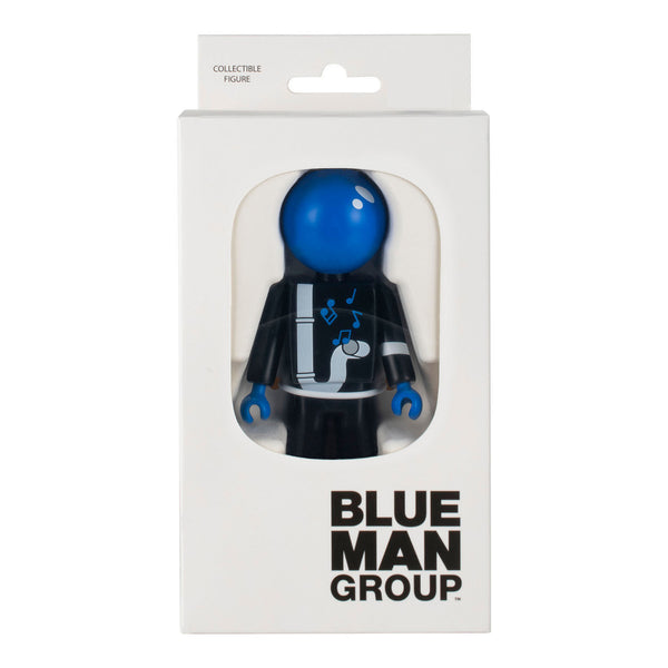 Blue Man Group Blue Guy With Pipes Figurine in Black and Blue - In White Box View