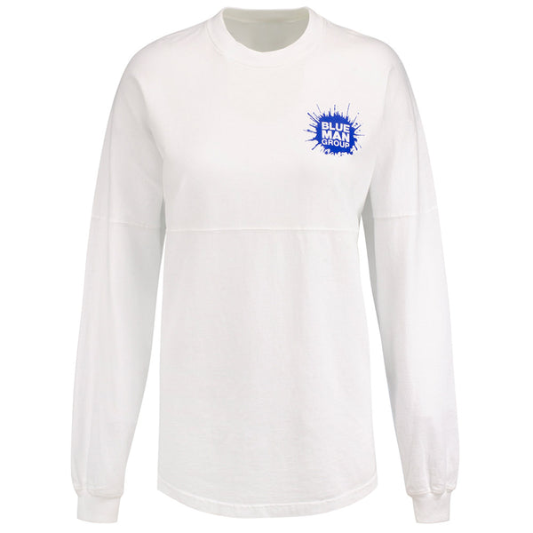 Blue Man Group Oversized White Long-Sleeve Spirit Jersey - Front View