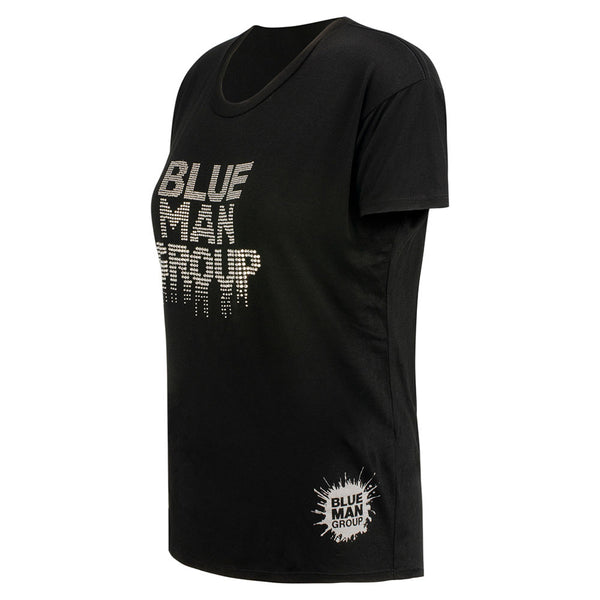 Blue Man Group Ladies Black Bling T-Shirt - Side View