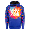 Blue Man Group Adult Sublimated Splatter Explosion Hooded Sweatshirt in Blue - Front View
