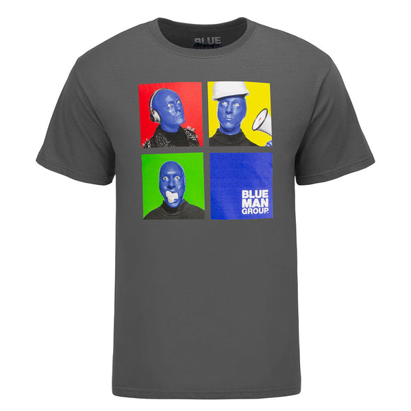 Blue Man Group Pop Art T-Shirt in Grey - Front View