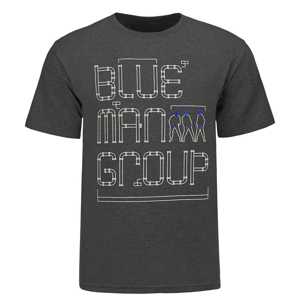 Blue Man Group Grey Modern Pipes T-Shirt - Front View