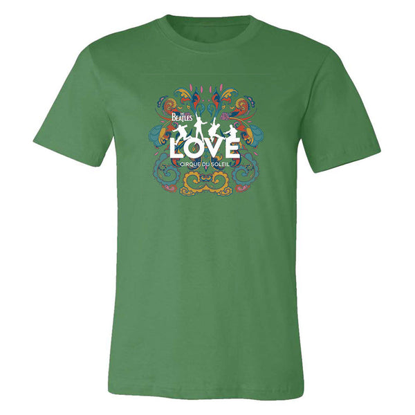 The Beatles LOVE Vintage Pattern Green T-Shirt - Front View