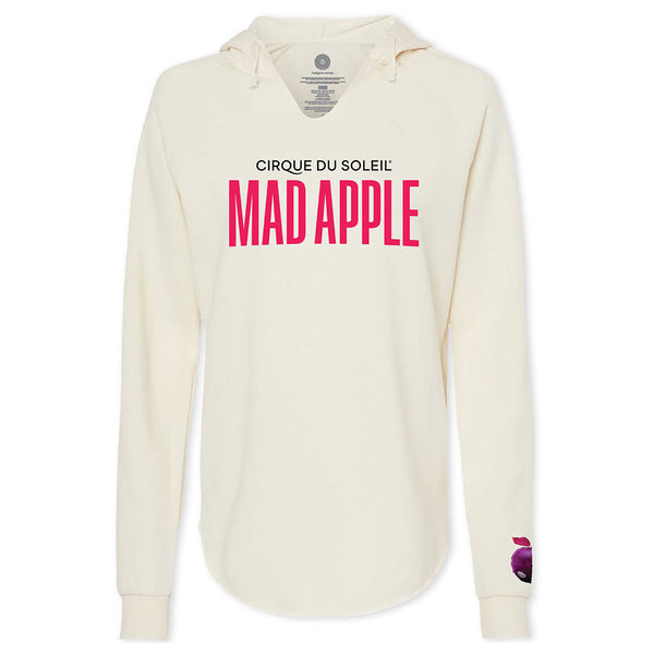 Mad Apple Ladies Marquee Hooded Sweatshirt in White - Front View