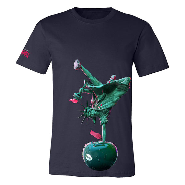 Mad Apple Statue of Liberty T-Shirt in Navy Blue - Front View
