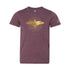 Alegría Bird Youth T-Shirt in Heather Maroon - Front View