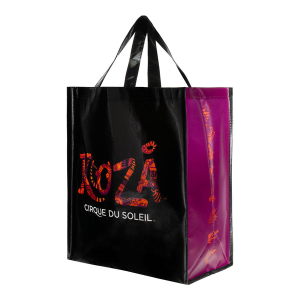 KOOZA Reusable Tote Bag in Black and Purple - Side View