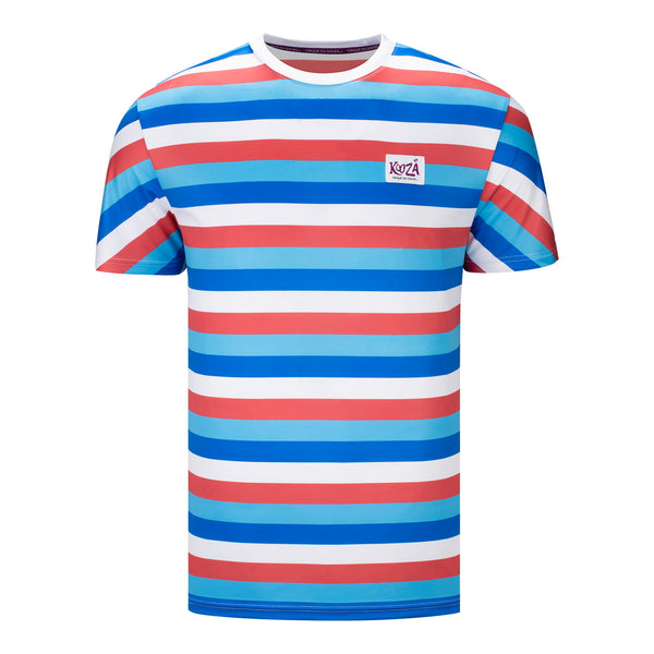 KOOZA Innocent Striped T-Shirt in Blue, Red and White - Front View