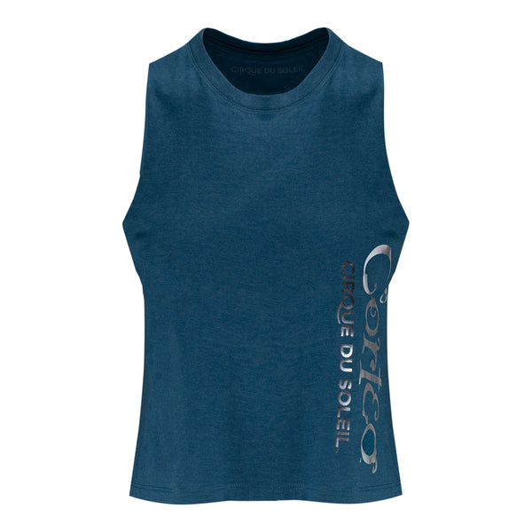 Corteo Ladies Silver Foil Tank Top in Teal Blue - Front View