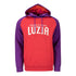 LUZIA Contrast Marquee Hooded Sweatshirt in Red and Purple - Front View