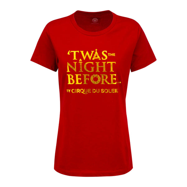 'Twas Ladies Marquee T-Shirt in Red - Front View