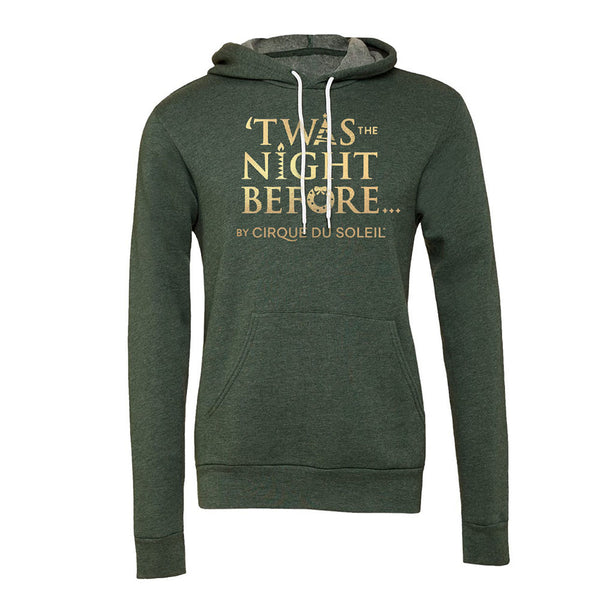 'Twas Marquee Hooded Sweatshirt in Heather Forrest Green  - Front View
