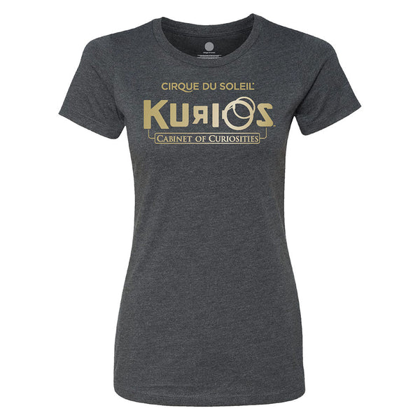 KURIOS Ladies Marquee Logo T-Shirt in Charcoal Grey - Front View