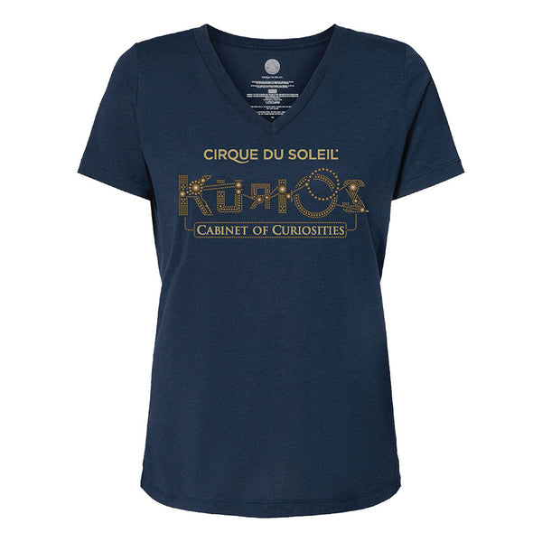 KURIOS Ladies Cabinet of Curiosities T-Shirt in Navy - Front View